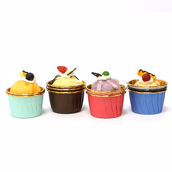 Muffinförmchen, goldene Tassen aus Aluminiumfolie, Backform für Pudding, mit transparentem Deckel